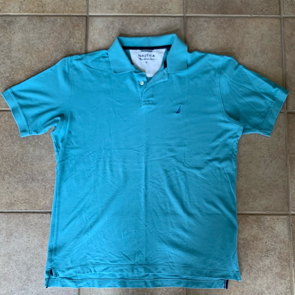 Nautica Blue True Deck Polo Shirt Size Large